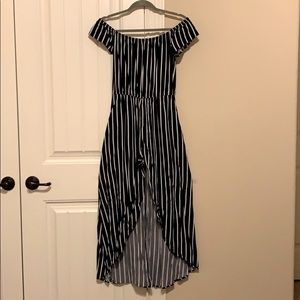 Off the shoulder high low dress with front slit